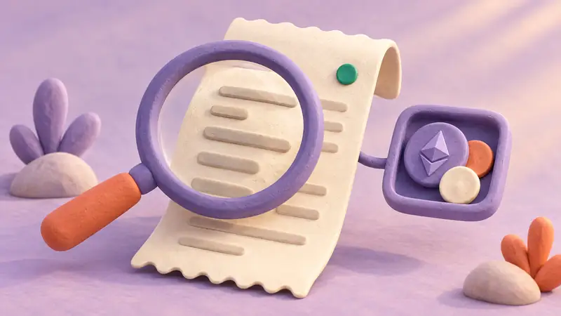 A magnifying lens highlights separate parts of a transaction receipt.