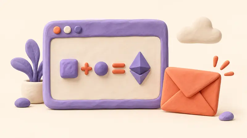 A calculation stays inside a browser frame while a request envelope sits outside.